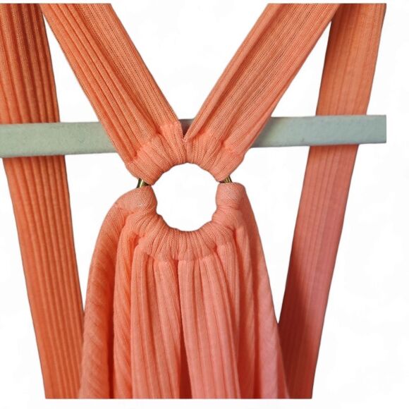 Free People Just a fling coral o-ring halter tank large boho breathable … - Picture 3 of 5